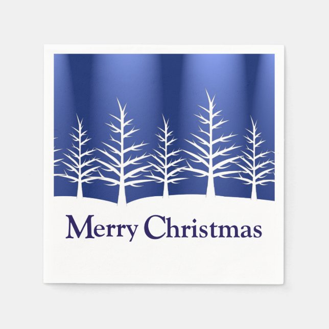 White Träd Silhouettes Elegant jul Pappersservett (Framsidan)