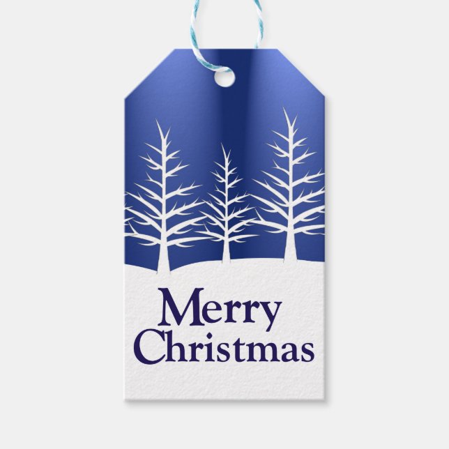 White Träd Silhouettes Presentetikett (Framsidan)