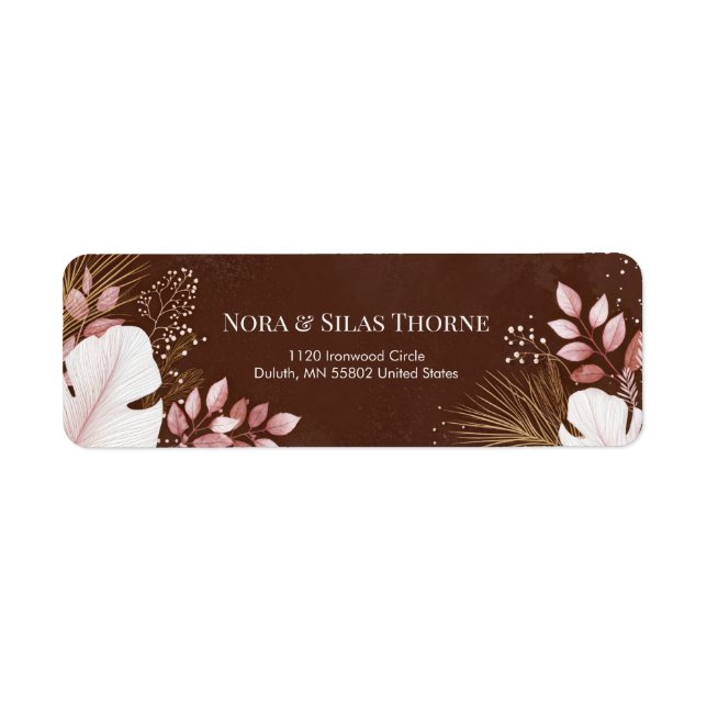 White Translucent Monstera Moody Botanical Border Returadress Etikett (Framsidan)