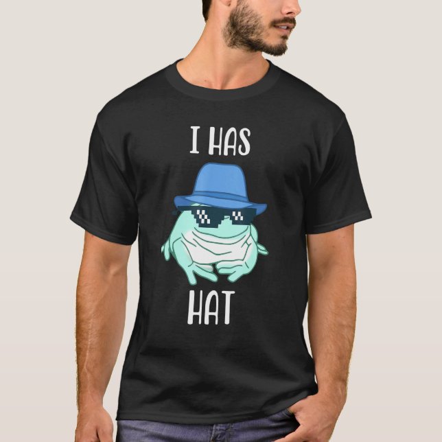 White Tree Frog I Has Hat Frog Memes Amphibian Own T Shirt (Framsida)