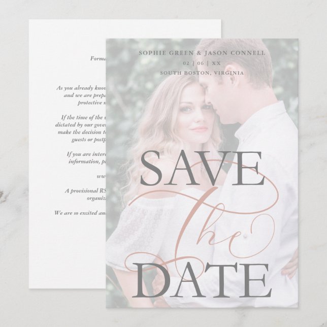 White Trendy Transparency Effect Photo Wedding (Fram/baksida)
