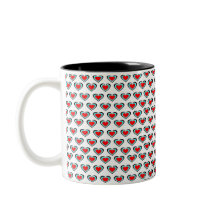White Tri Färg Hearts Classic Mugg, 325 ml