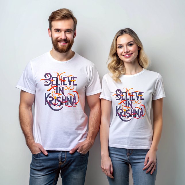 White 'Tro på Krishna' inspirational T-Shirt (Skapare uppladdad)