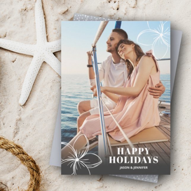 White Tropical Hawaiian Blommigt Photo Julkort (Skapare uppladdad)