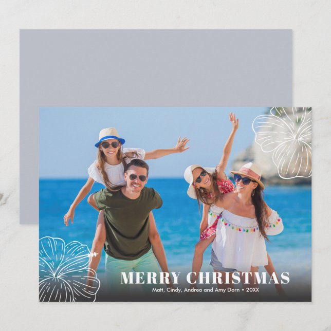 White Tropical Hawaiian Blommigt Photo Julkort (Fram/baksida)