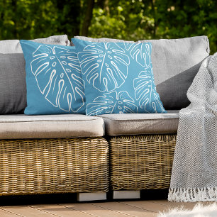 White Tropical Löv Motif Light sommarblått Himlar Kudde