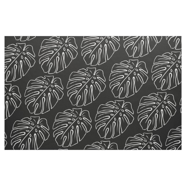 White Tropical Löv Motif on Snyggt Black Tyg (Fat Quarter)