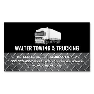 White Trucking Logotyp Ståltrim Logistik Magnetiska Visitkort