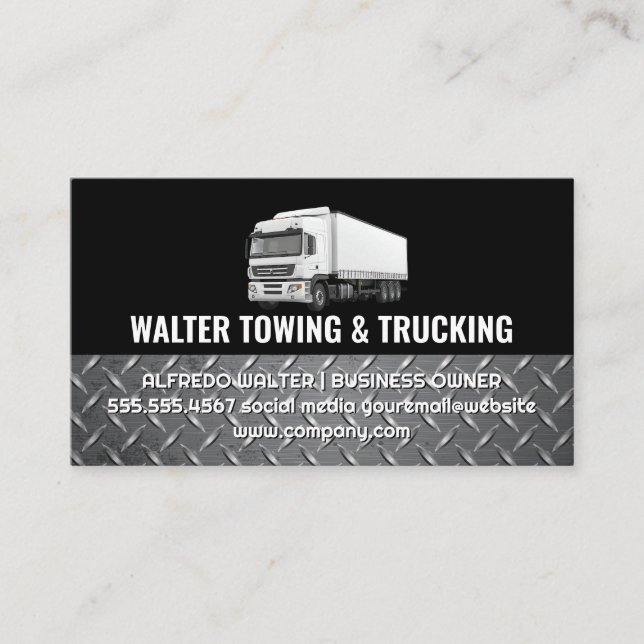 White Trucking Logotyp | Ståltrim | Logistik  Visitkort (Framsida)