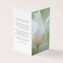 White Tulip Blommigt Vår Funeral Memorial Prayer Visitkort