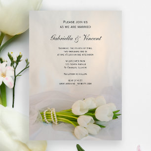 White Tulip Bouquet Vår bröllop-inbjudan Inbjudningar