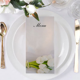 White Tulip Bouquet Vår bröllop Menu Meny