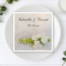 White Tulip Bouquet Vår bröllop Pappersservett