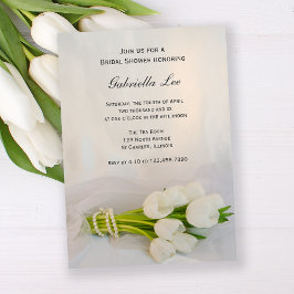 White Tulip Bouquet Vår Möhippa Inbjudningar