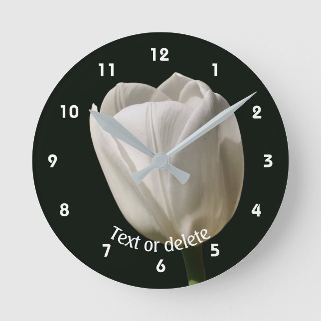 White Tulip Flower Personalized Rund Klocka (Framsida)