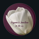 White Tulip Flower Personalized Wedding  Magnet<br><div class="desc">Delicate white tulip flower photography by Susan wedding favor magnet. Fill in your information in the template. Make more changes to font size, style, and color by clicking on Customize. This design is available on many products in my gallery. Please visit Smilin' Eyes Treasures to see more bridal and wedding...</div>
