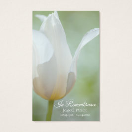 White Tulip Flower Vår Funeral Memorial Prayer Visitkort