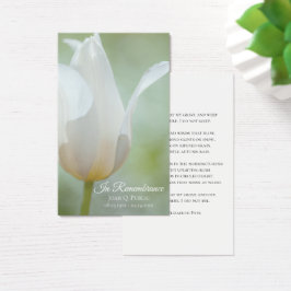 White Tulip Flower Vår Funeral Memorial Prayer Visitkort