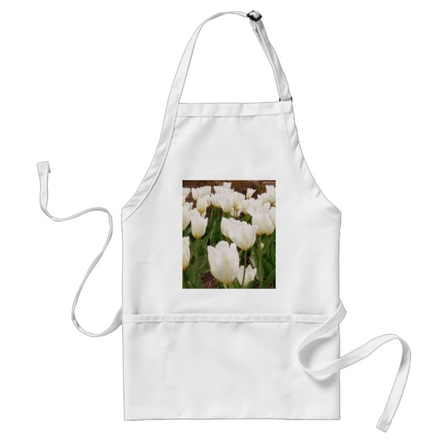 White Tulip Flowers Förkläde (Framsidan)