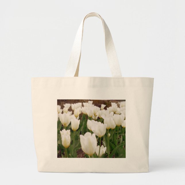 White Tulip Flowers Jumbo Tygkasse (Framsidan)