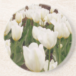 White Tulip Flowers Underlägg Sandsten