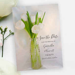 White Tulip i Mjölk Flaska Bröllop spara datum Datumet
