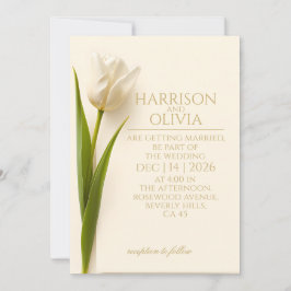 White Tulip Minimal Elegant Modern Wedding Inbjudningar