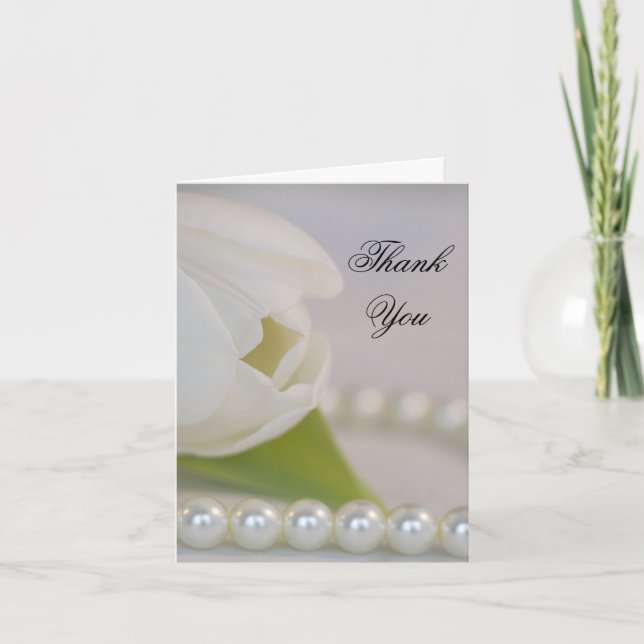 White Tulip och Pearls Bridesmaid Tack Kort (Framsida)