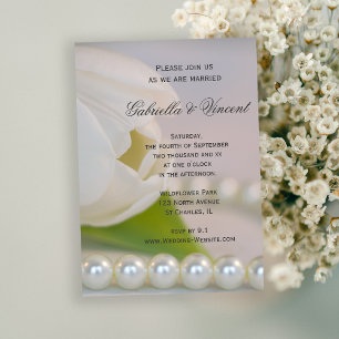 White Tulip och Pearls Vår bröllop Inbjudningar