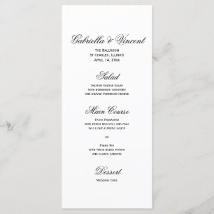 White Tulip och Pearls Vår bröllop Menu Meny