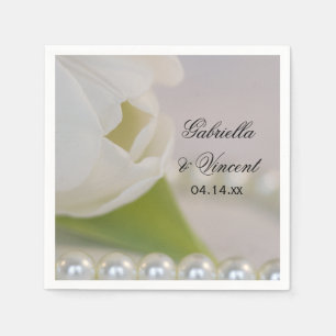 White Tulip och Pearls Vår bröllop Pappersservett