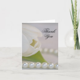 White Tulip och Pearls Vår bröllop Tack Kort