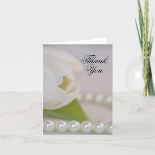 White Tulip och Pearls Vår bröllop Tack Kort