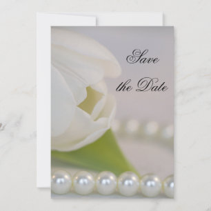 White Tulip Pearls Vår bröllop Spara datum Datumet
