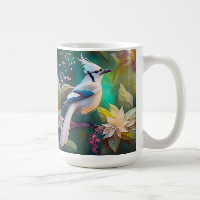 White Tumped Teal Vinge Jay Fantasy Bird Kaffemugg (Höger)