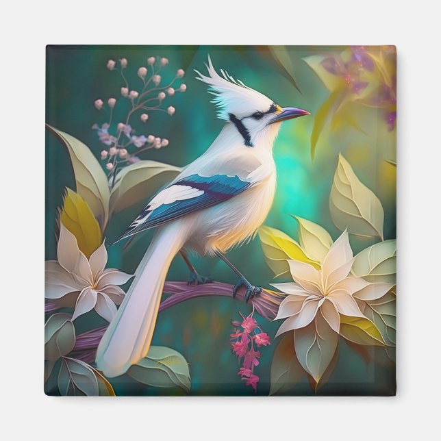 White Tumped Teal Vinge Jay Fantasy Bird Magnet (Framsidan)