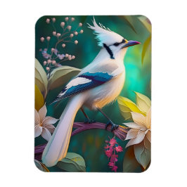 White Tumped Teal Vinge Jay Fantasy Bird Magnet