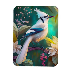 White Tumped Teal Vinge Jay Fantasy Bird Magnet