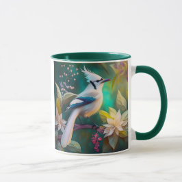 White Tumped Teal Vinge Jay Fantasy Bird Mugg