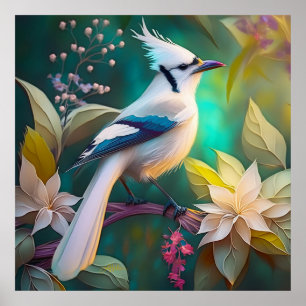 White Tumped Teal Vinge Jay Fantasy Bird Poster