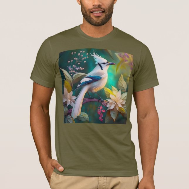 White Tumped Teal Vinge Jay Fantasy Bird T Shirt (Framsida)