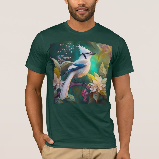 White Tumped Teal Vinge Jay Fantasy Bird T Shirt (Framsida)