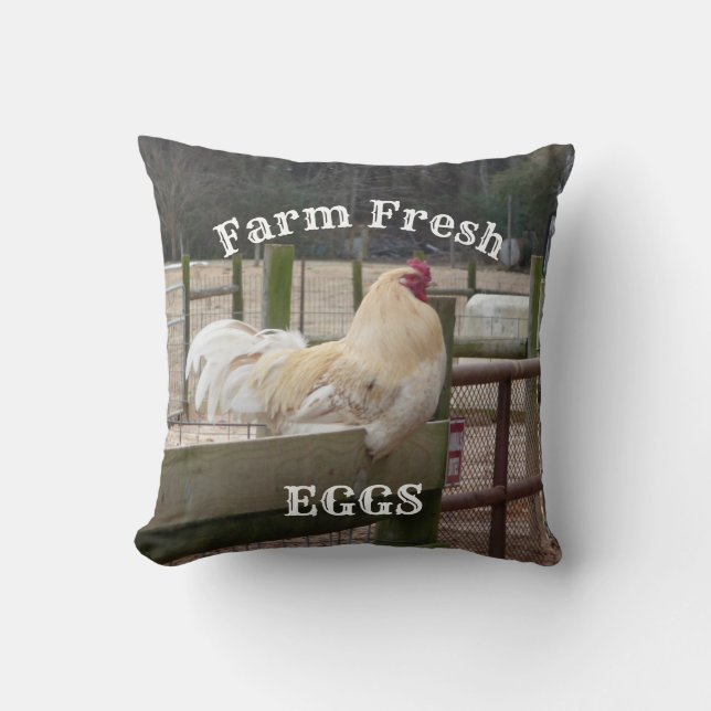 White Tupp Farm Fresh Eggs Dekorativ kudde (Framsida)