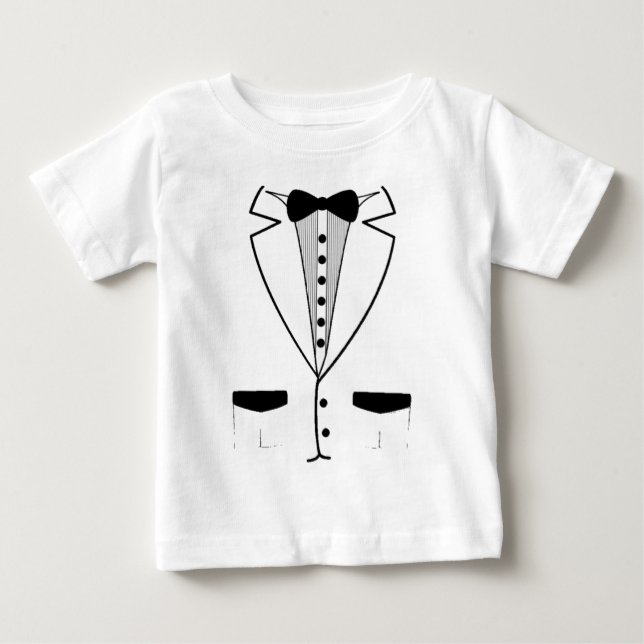 White Tuxedo Baby Shirt Tee Shirt (Framsida)