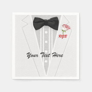 White Tuxedo Monogram med Ro Pappersservett