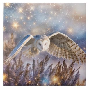 White Uggla Mystical Magic Fantasy under Flight Kakelplatta