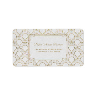 White Underbar Gatsby Art Deco Guld Bröllop Adressetikett
