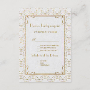 White Underbar Gatsby Art Deco Guld Bröllop OSA Kort