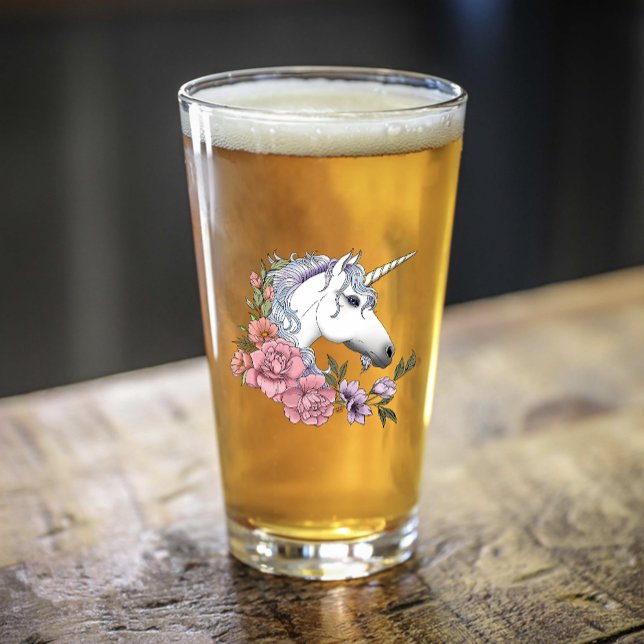 White Unicorn and Flowers Glaskopp (Skapare uppladdad)
