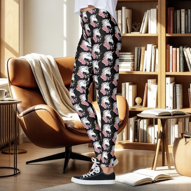 White Unicorn and Flowers Leggings (Skapare uppladdad)